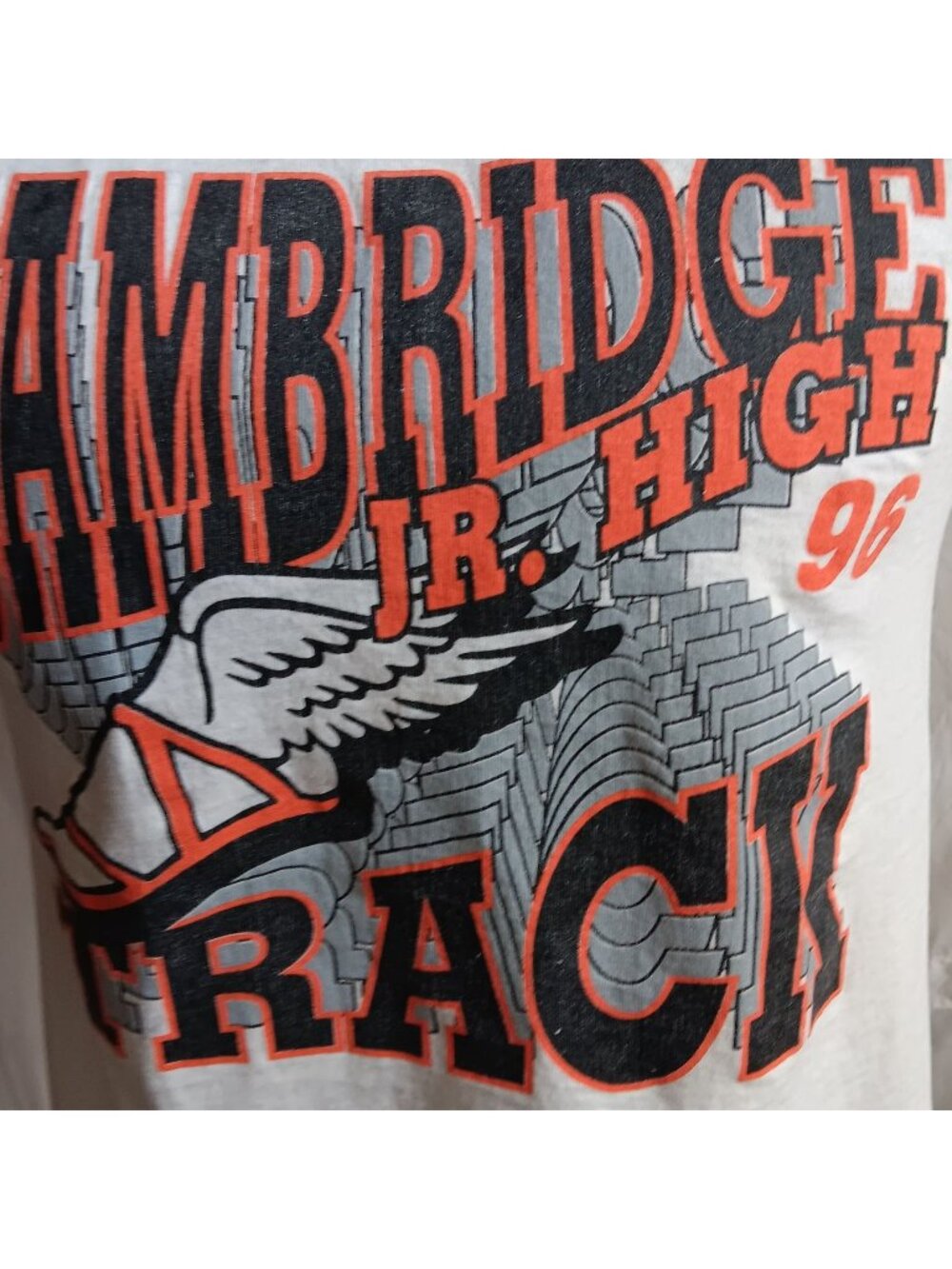 Single Stitch Small Vintage Mens T-shirt 1990s Cambridge Nebraska Jr. High Track